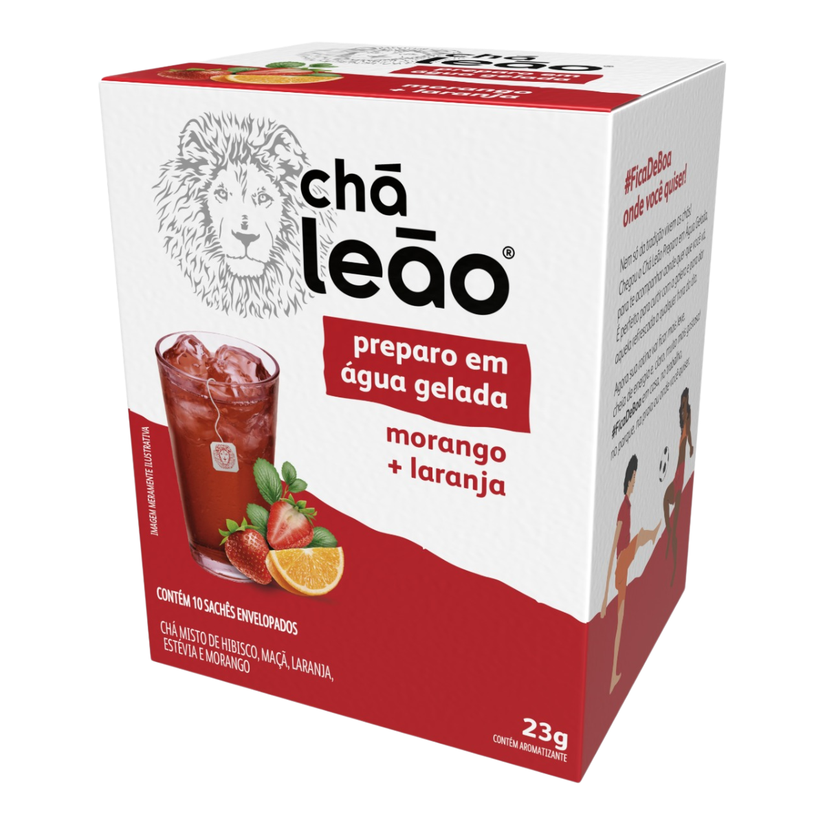 Ch&aacute; Morango e Laranja Ch&aacute; Le&atilde;o Caixa 23g 10 Unidades