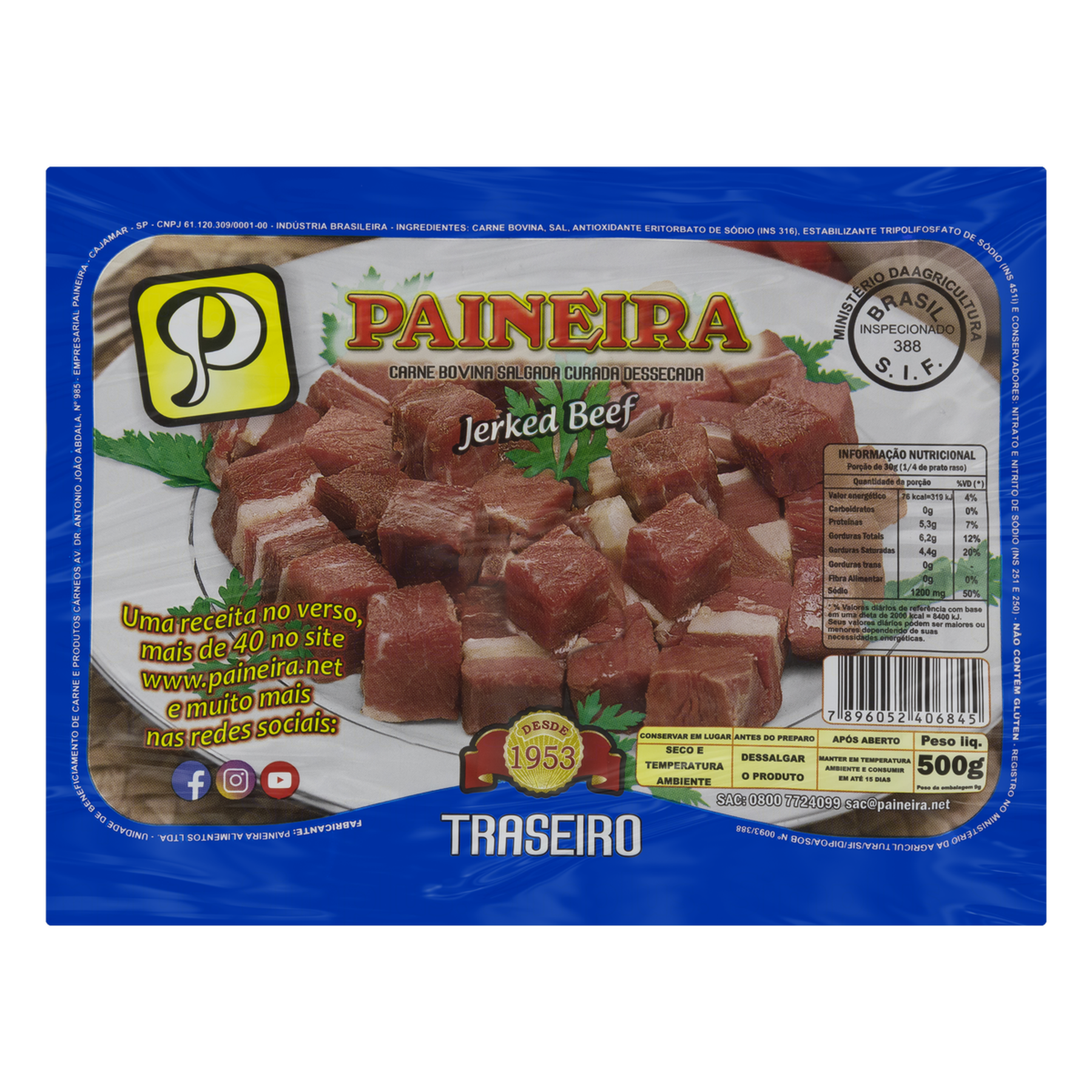 Traseiro Bovino Jerked Beef Paineira 500g