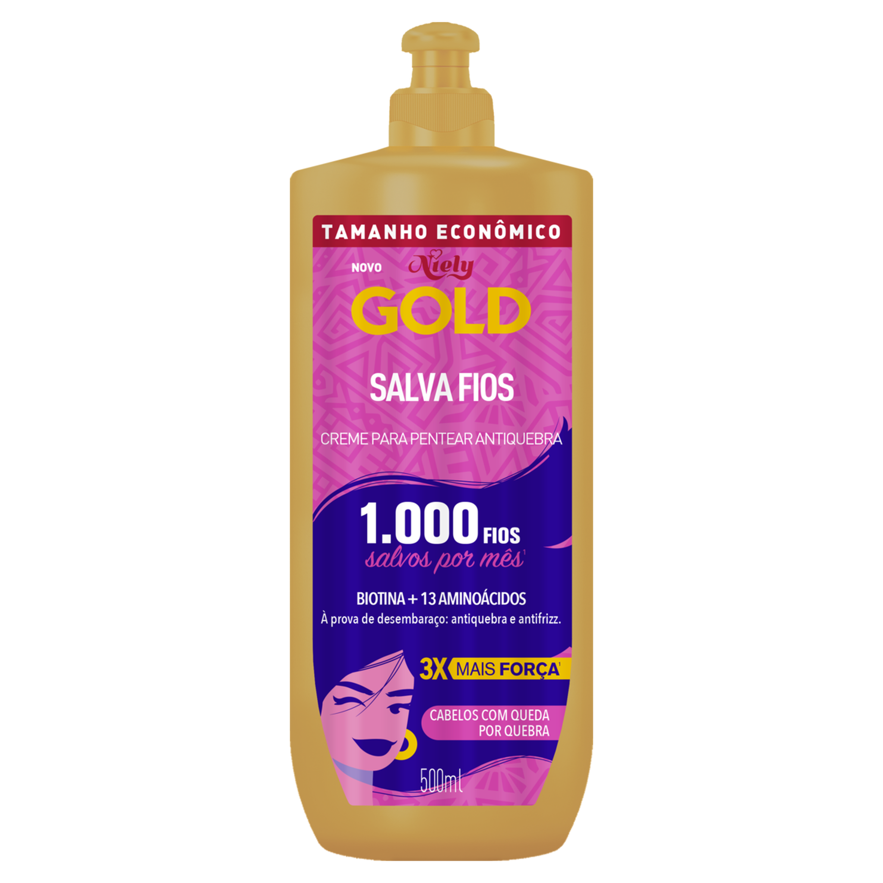 Creme para Pentear Antiquebra Niely Gold Salva Fios Frasco 500ml