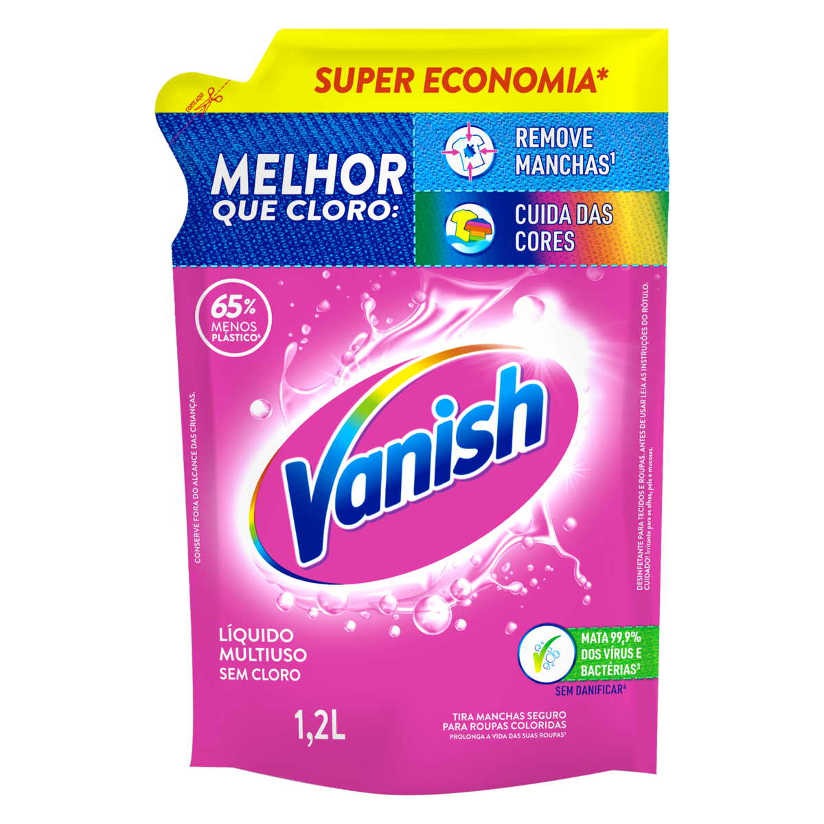 Tira-Manchas L&iacute;quido Multiuso Vanish Sach&ecirc; 1,2l - Embalagem Super Economia