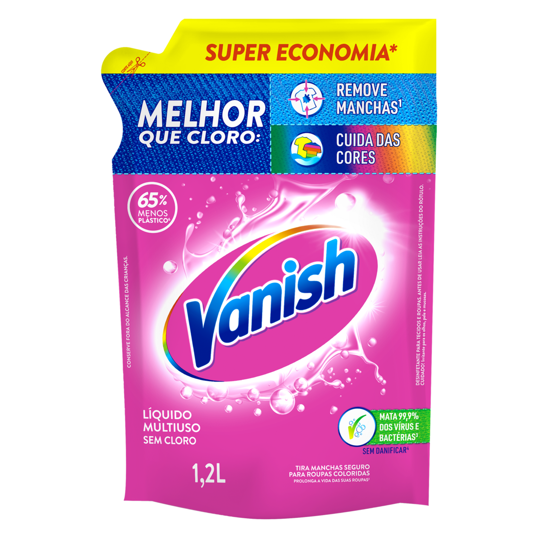 Tira-Manchas L&iacute;quido Multiuso Vanish Sach&ecirc; 1,2l - Embalagem Super Economia