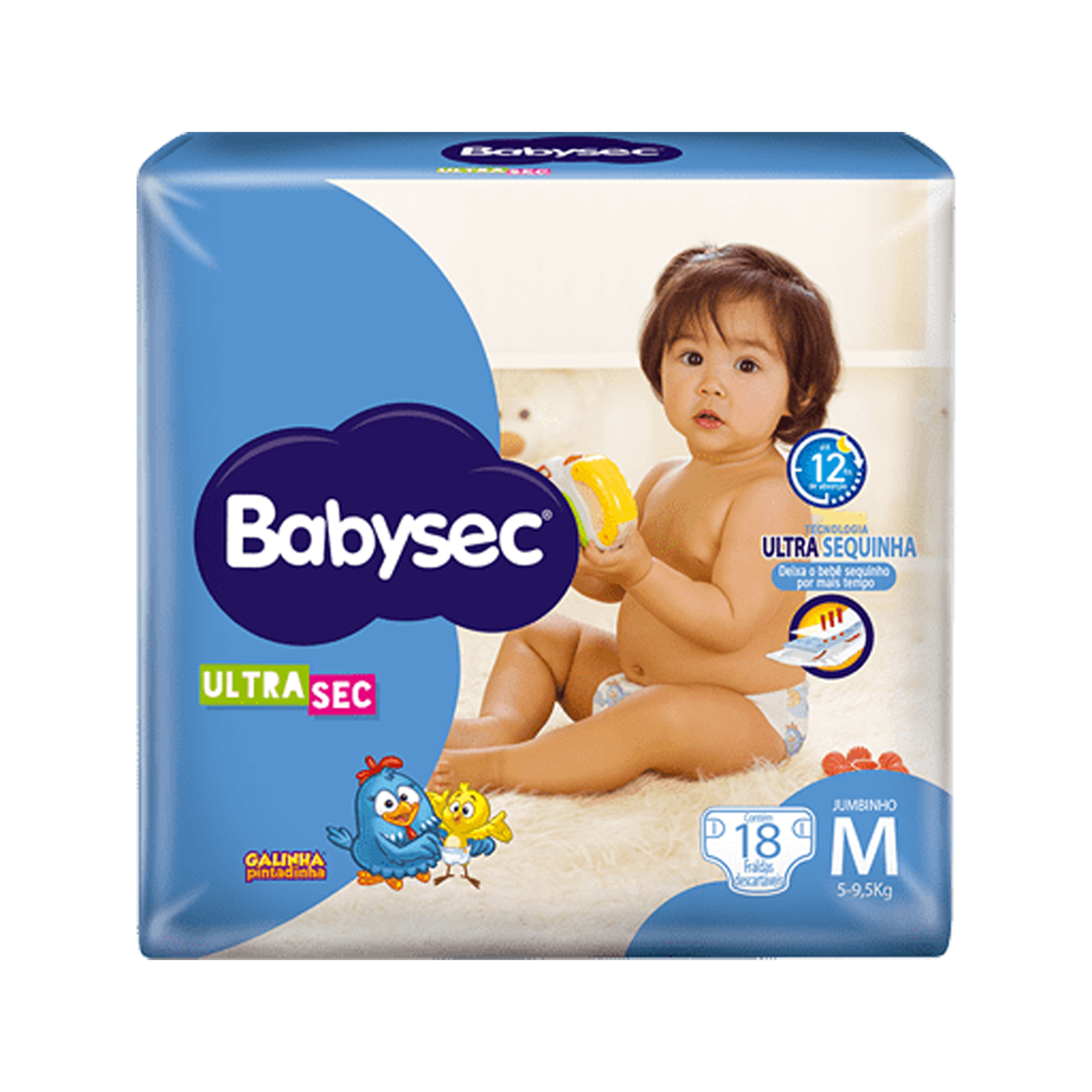 Fralda Descartável Infantil Ultra Sec Babysec M Pacote C/18 Unidades