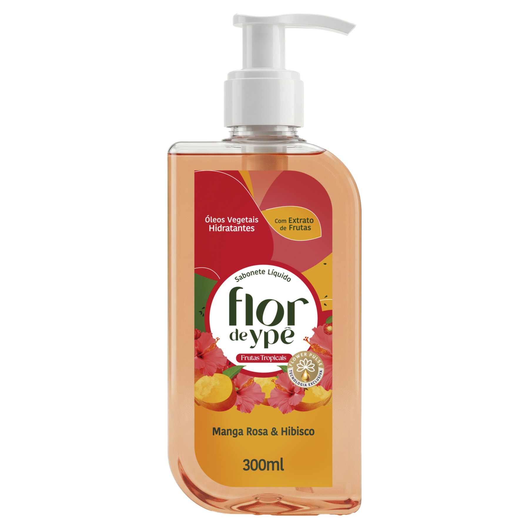 Sabonete L&iacute;quido Manga Rosa e Hibisco Flor de Yp&ecirc; Frasco 300ml