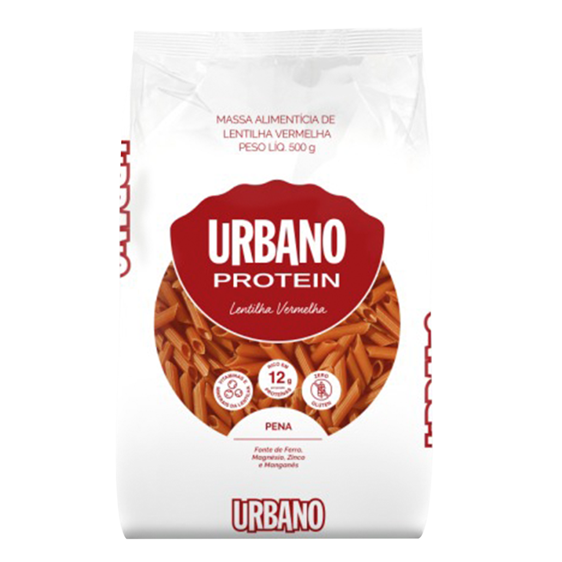Macarrão Pena Lentilha Vermelha Urbano Protein Pacote 500g