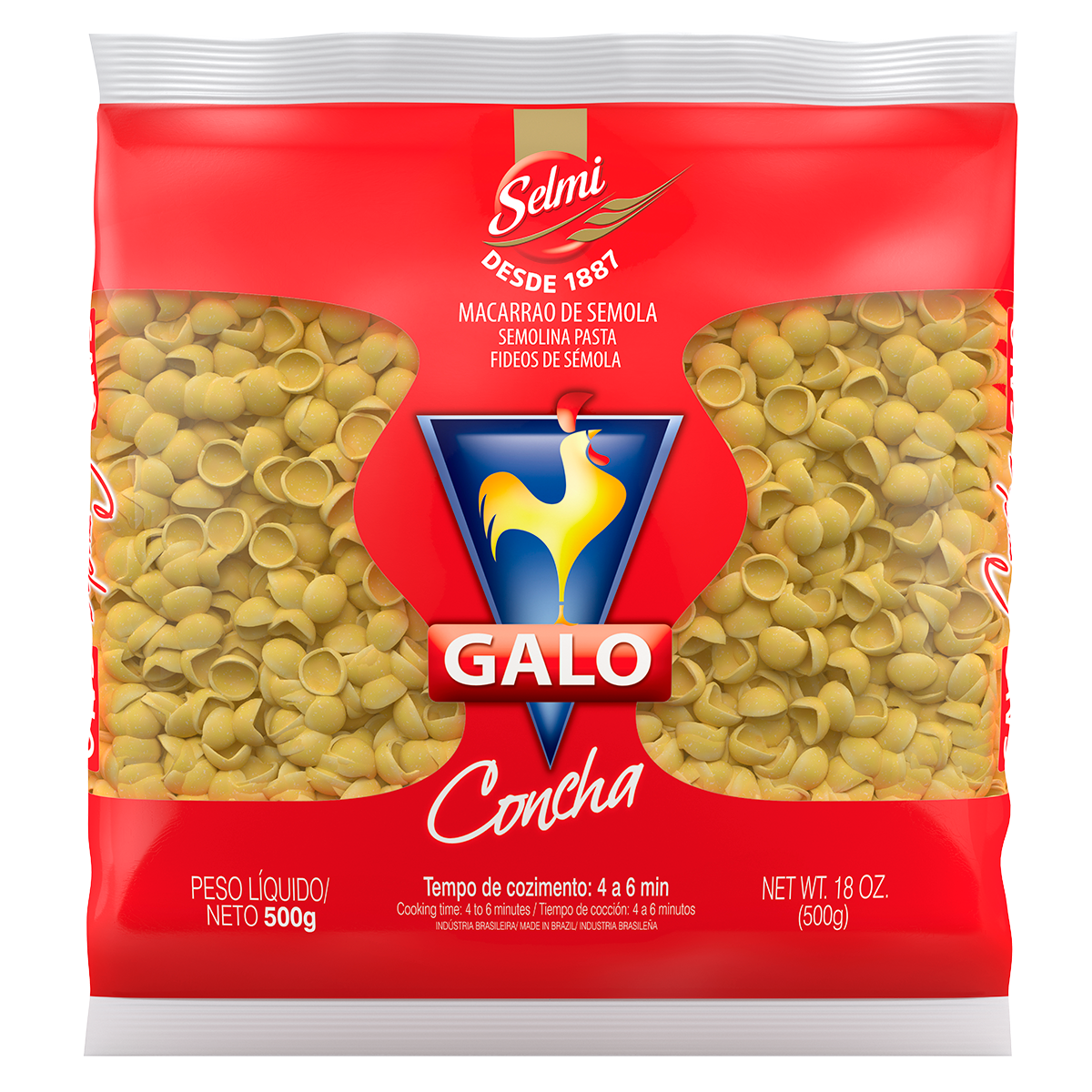 Macarr&atilde;o de S&ecirc;mola Concha Galo Pacote 500g&nbsp;