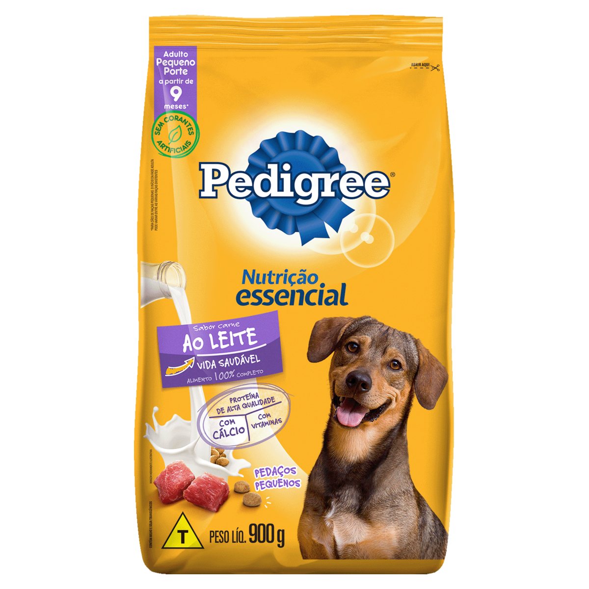 Alimento para C&atilde;es Adultos Pequeno Porte Carne ao Leite Pedigree Nutri&ccedil;&atilde;o Essencial Pacote 900g