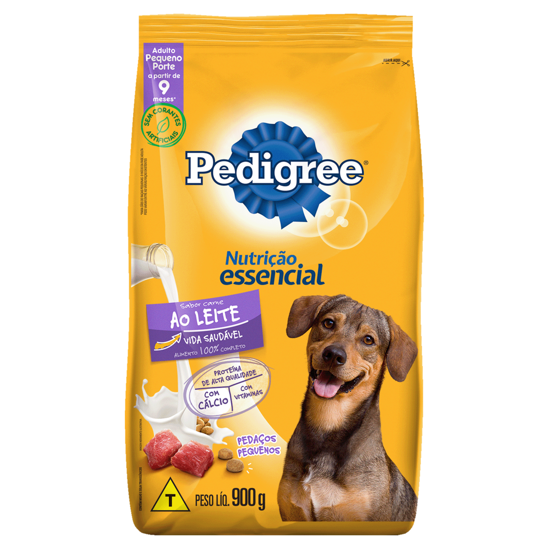 Alimento para C&atilde;es Adultos Pequeno Porte Carne ao Leite Pedigree Nutri&ccedil;&atilde;o Essencial Pacote 900g