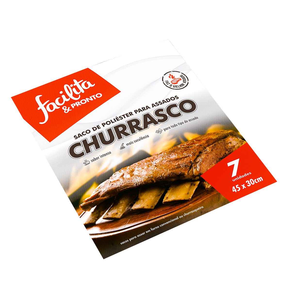 Saco de Poli&eacute;ster para Assados Churrasco Facilita & Pronto 45x30cm C/7 Unidades&nbsp;
