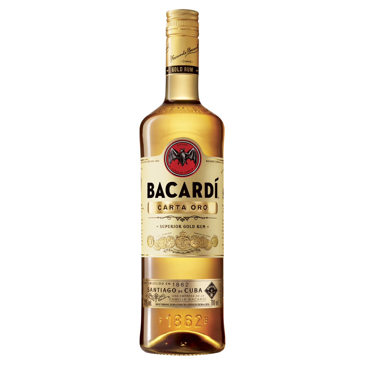Rum Carta Ouro Bacard&iacute; Garrafa 700ml