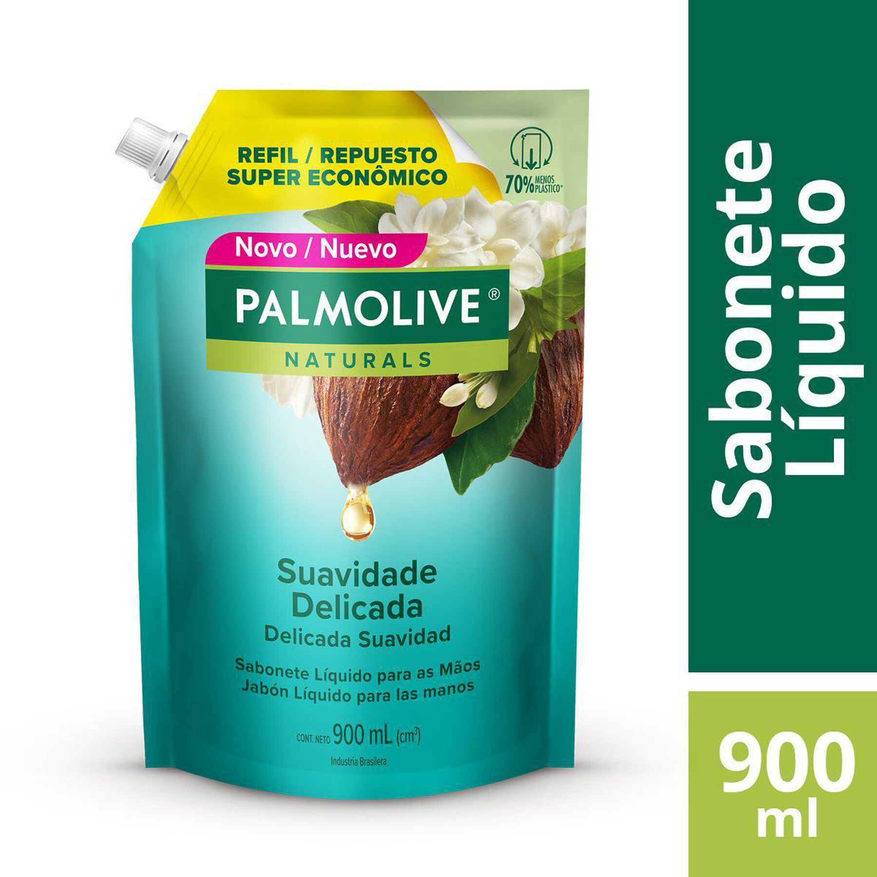 Sabonete L&iacute;quido para as M&atilde;os Suavidade Delicada Palmolive Naturals Sach&ecirc; 900ml Refil - Embalagem Refil Super Econ&ocirc;mico
