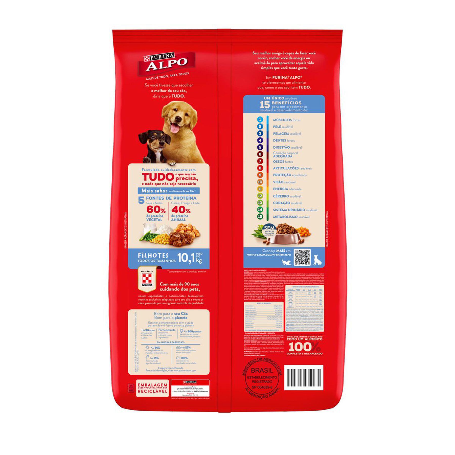 Alimento para Cães Filhotes Carne, Frango, Cereais, Vegetais e Leite Purina Alpo Pacote 1kg