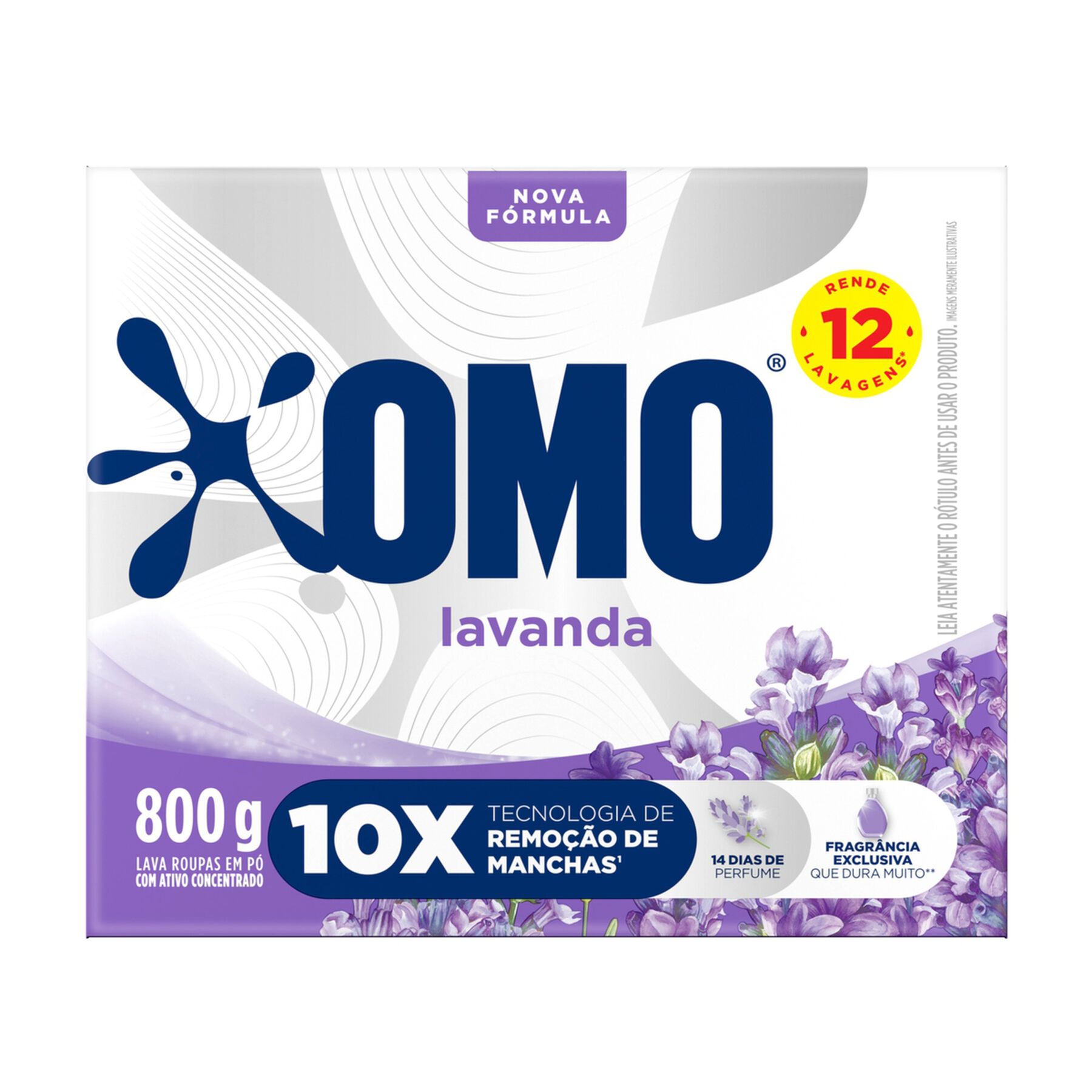Sab&atilde;o em P&oacute; Lava Roupas Lavanda Omo Caixa 800g&nbsp;