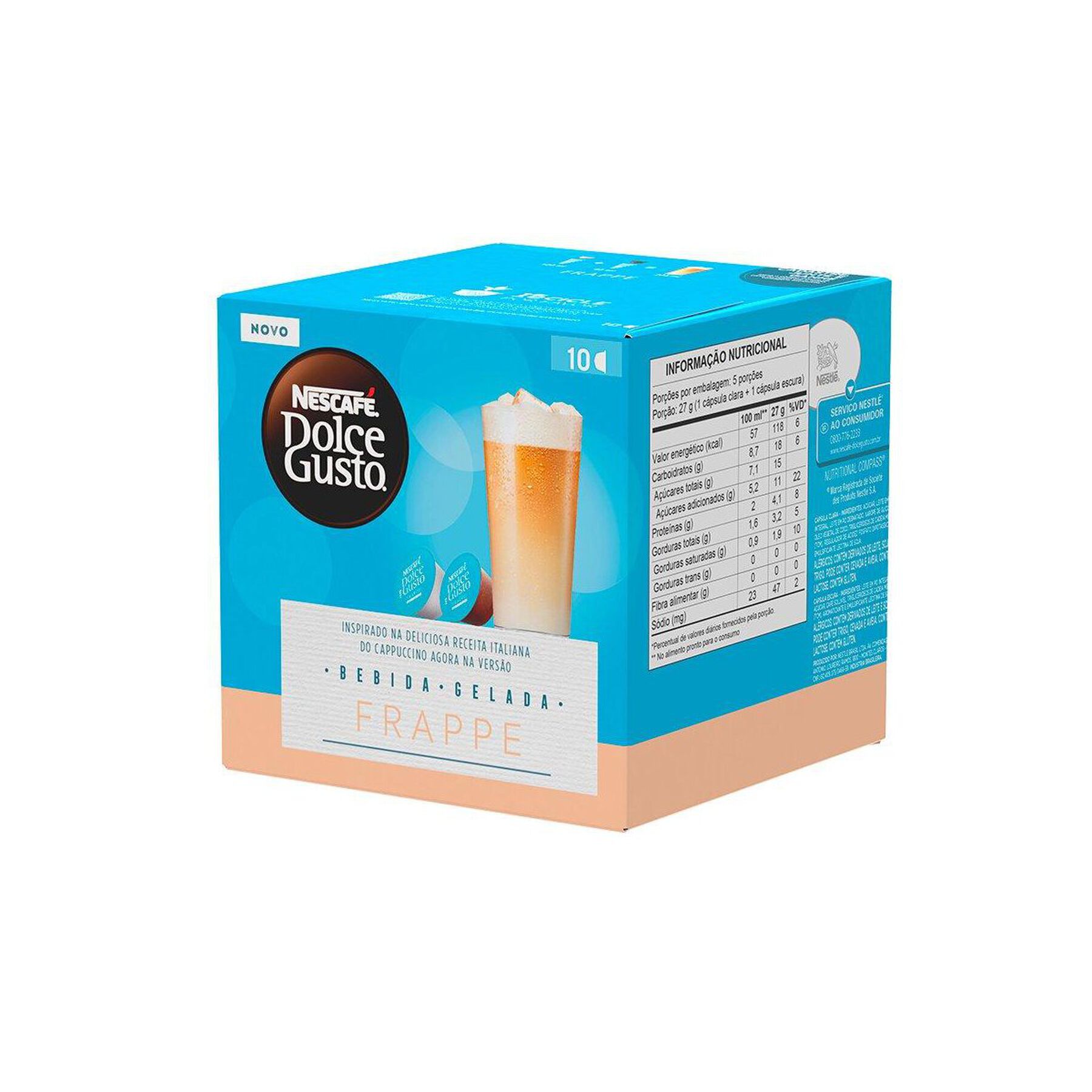 Bebida &agrave; Base de Caf&eacute; em C&aacute;psula Frappe Nescaf&eacute; Dolce Gusto Caixa C/10 Unidades