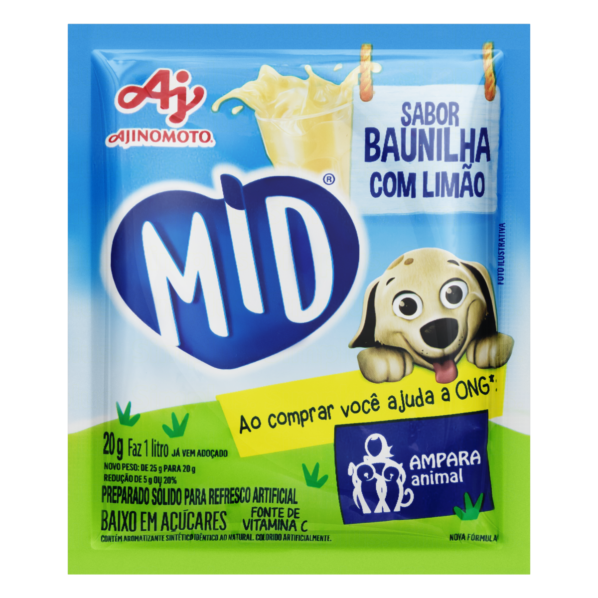 Refresco em P&oacute; Baunilha com Lim&atilde;o Mid Pacote 20g
