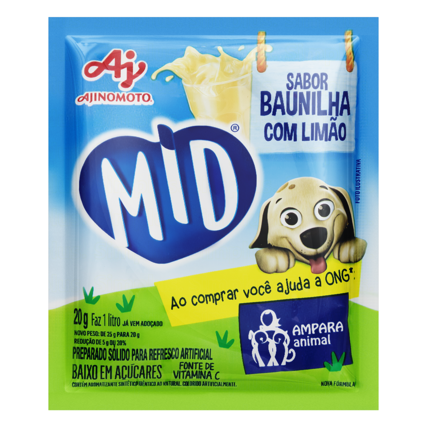 Refresco em Pó Baunilha com Limão Mid Pacote 20g