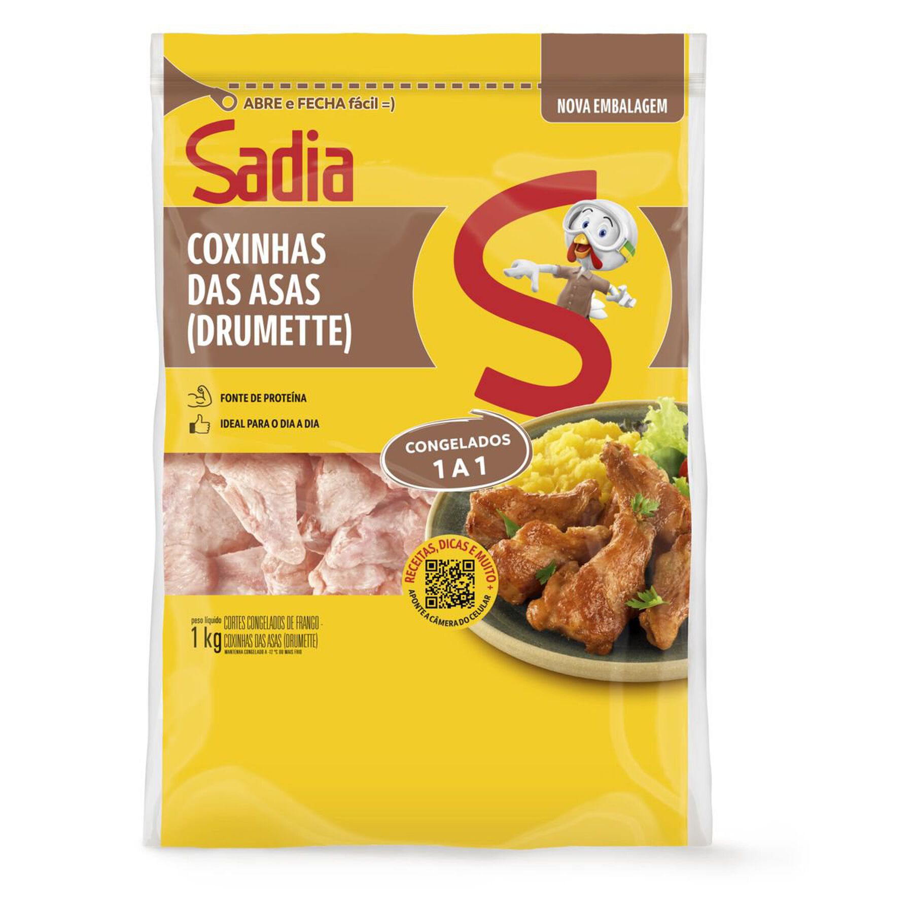Coxinha da Asa de Frango Congelada Sadia Pouch 1kg&nbsp;