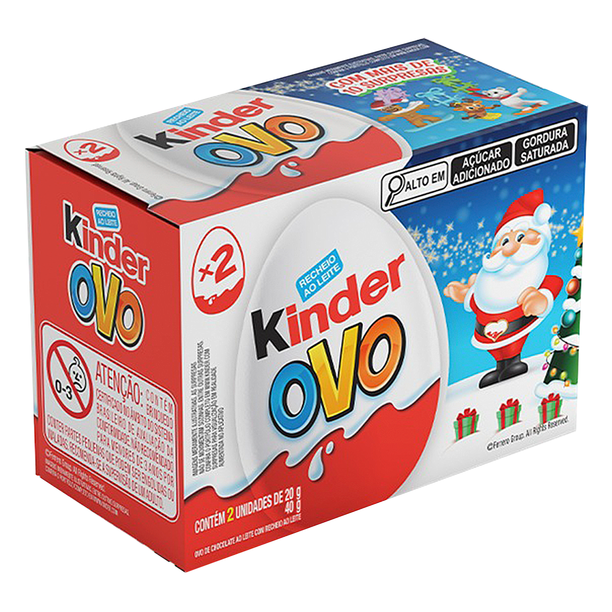 Chocolate Natal Kinder Ovo Caixa 40g C/2 Unidades