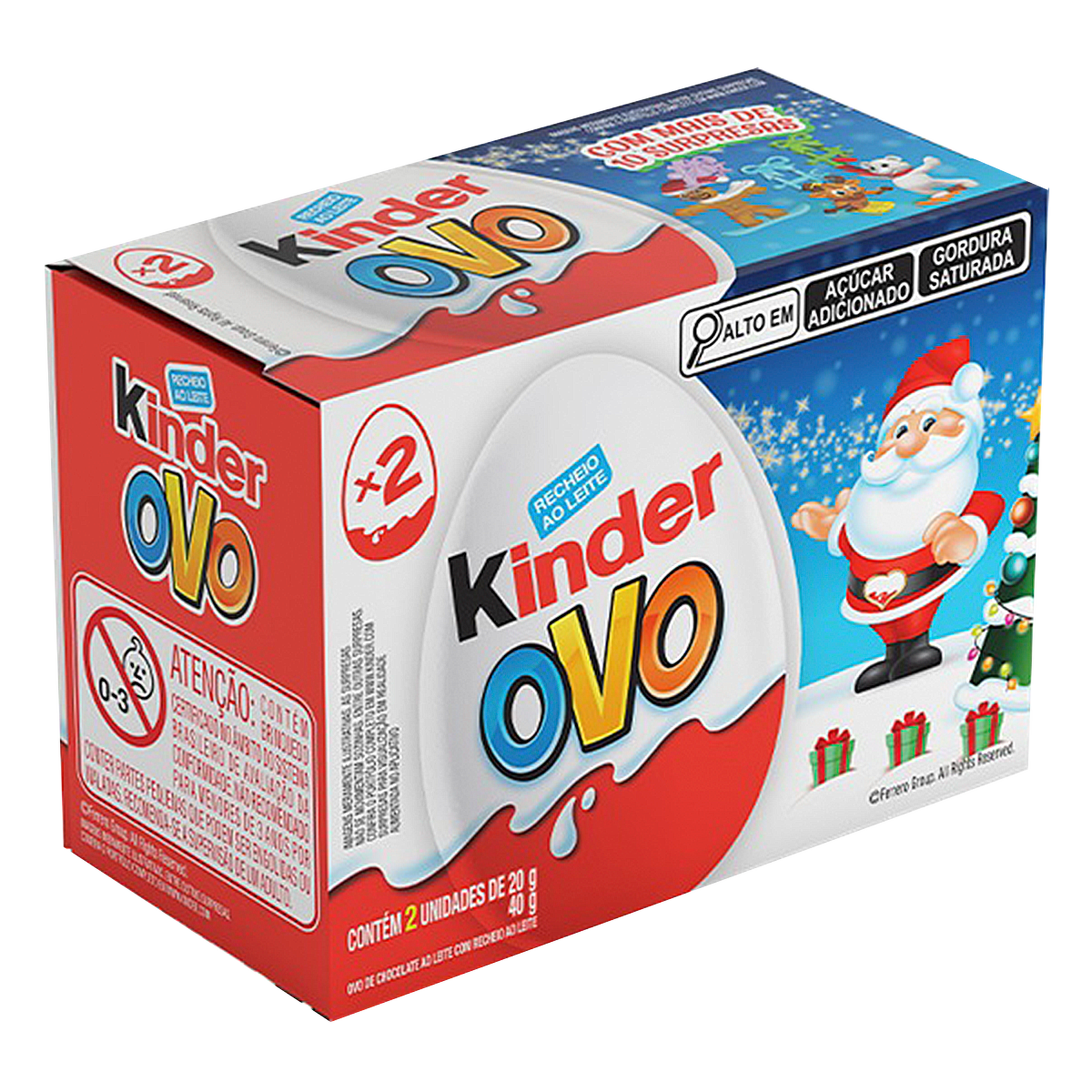 Chocolate Natal Kinder Ovo Caixa 40g C/2 Unidades