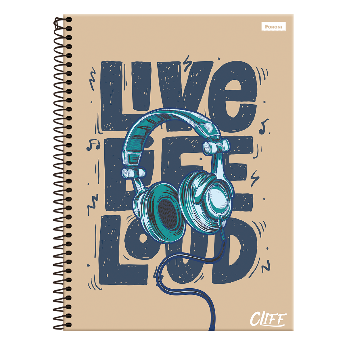 Caderno Universit&aacute;rio Capa Dura Cliff Masculino Foroni C/80 Folhas