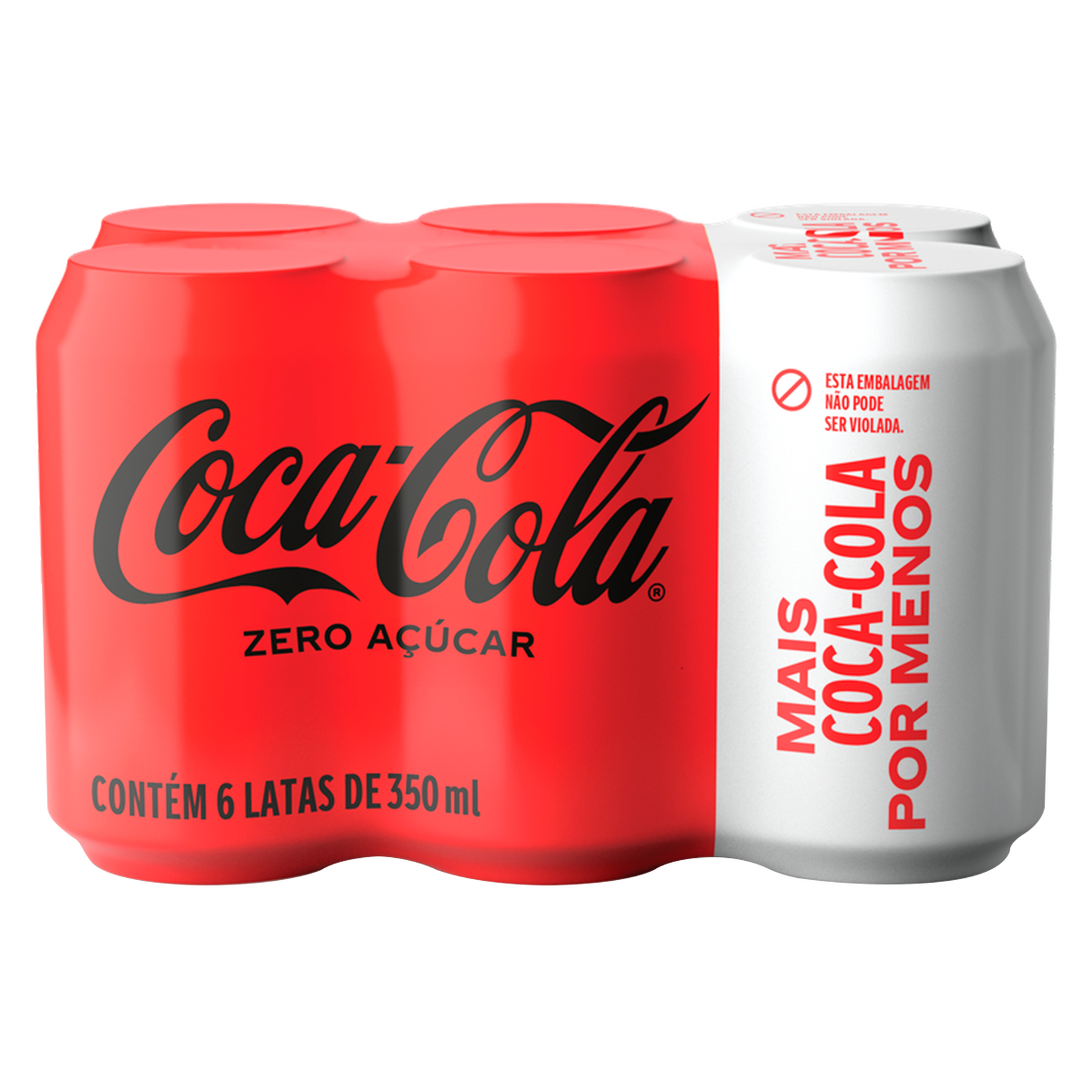 Refrigerante Sem A&ccedil;&uacute;car Coca-Cola Lata 350ml Pack C/6 Unidades