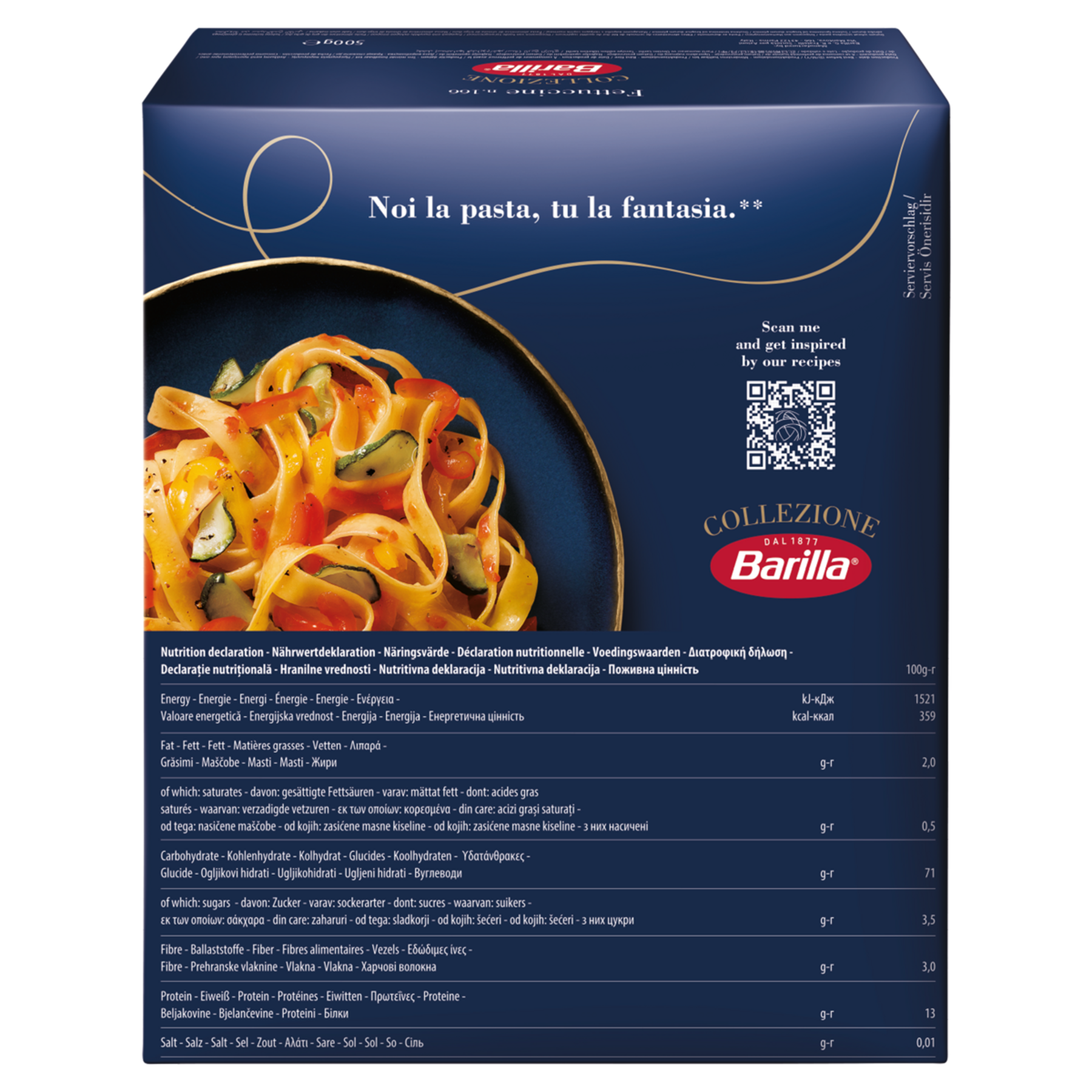 Macarr&atilde;o de S&ecirc;mola de Trigo Duro Fettuccine 166 Barilla Collezione Caixa 500g&nbsp;