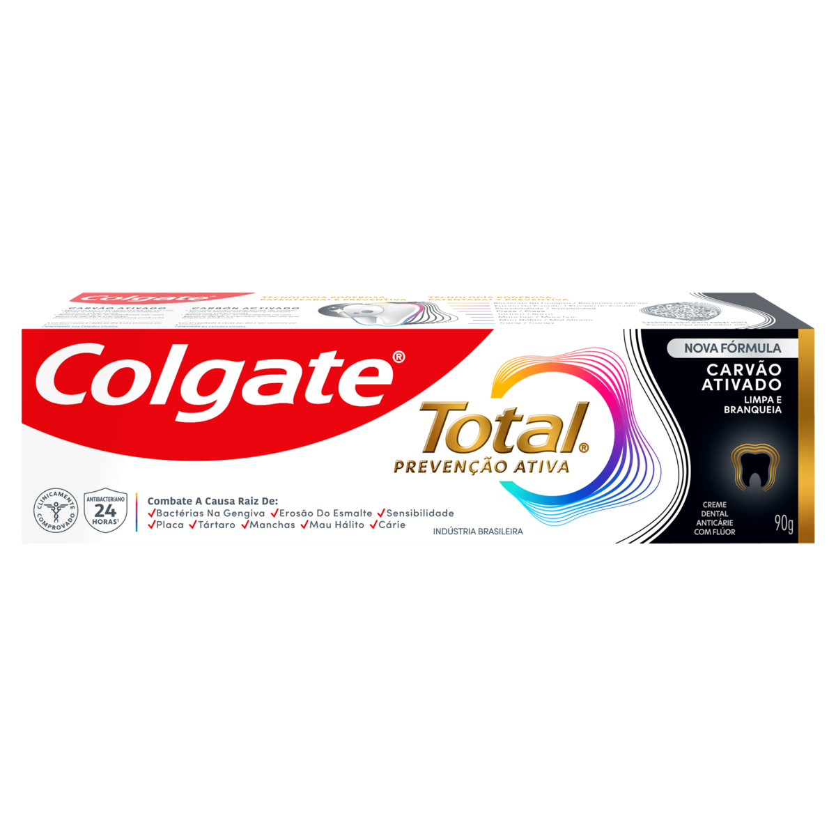 Creme Dental Multibenef&iacute;cio Carv&atilde;o Ativado Total Colgate 90g&nbsp;