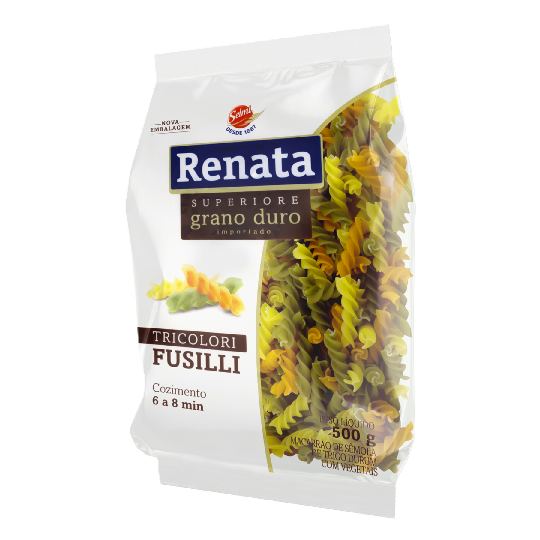 Macarrão de Sêmola de Trigo com Vegetais Grano Duro Tricolori Fusilli Renata Superiore Pacote 500g