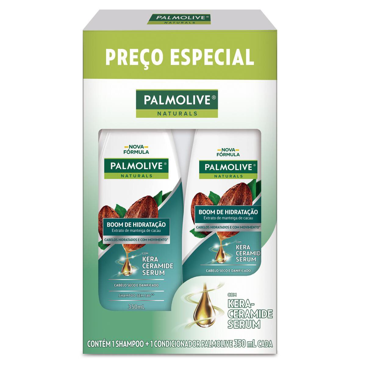 Shampoo + Condicionador Boom de Hidrata&ccedil;&atilde;o Palmolive Naturals 350ml Cada