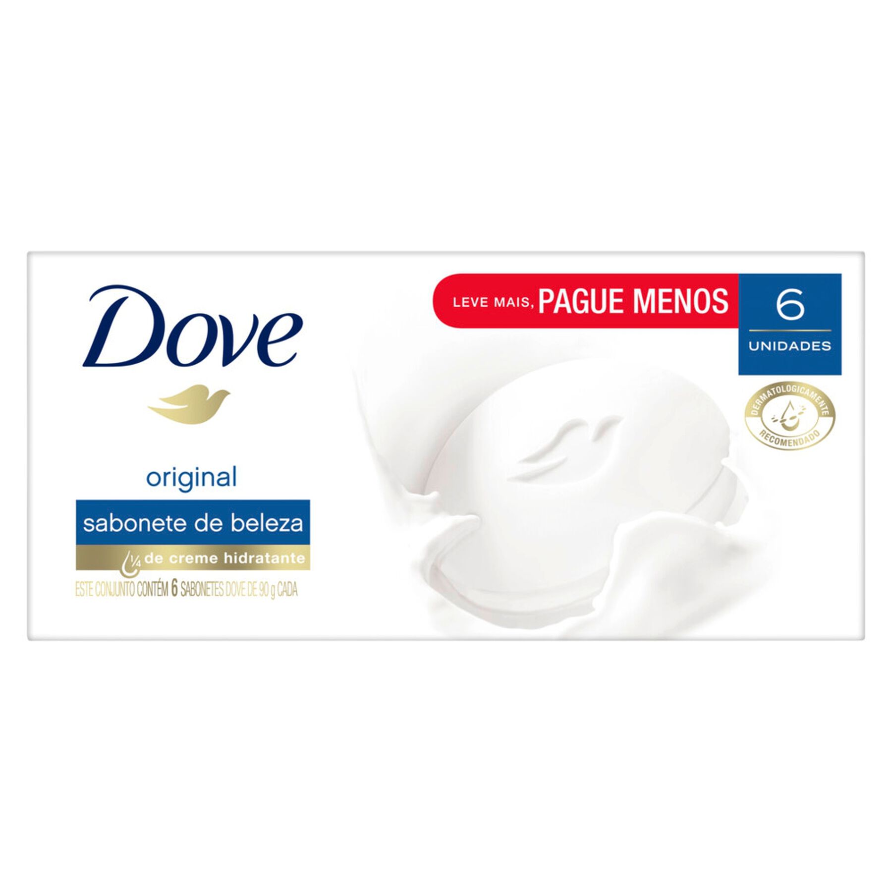 Pack Sabonete em Barra Original Dove Cartucho 6 Unidades 90g Cada Leve Mais Pague Menos