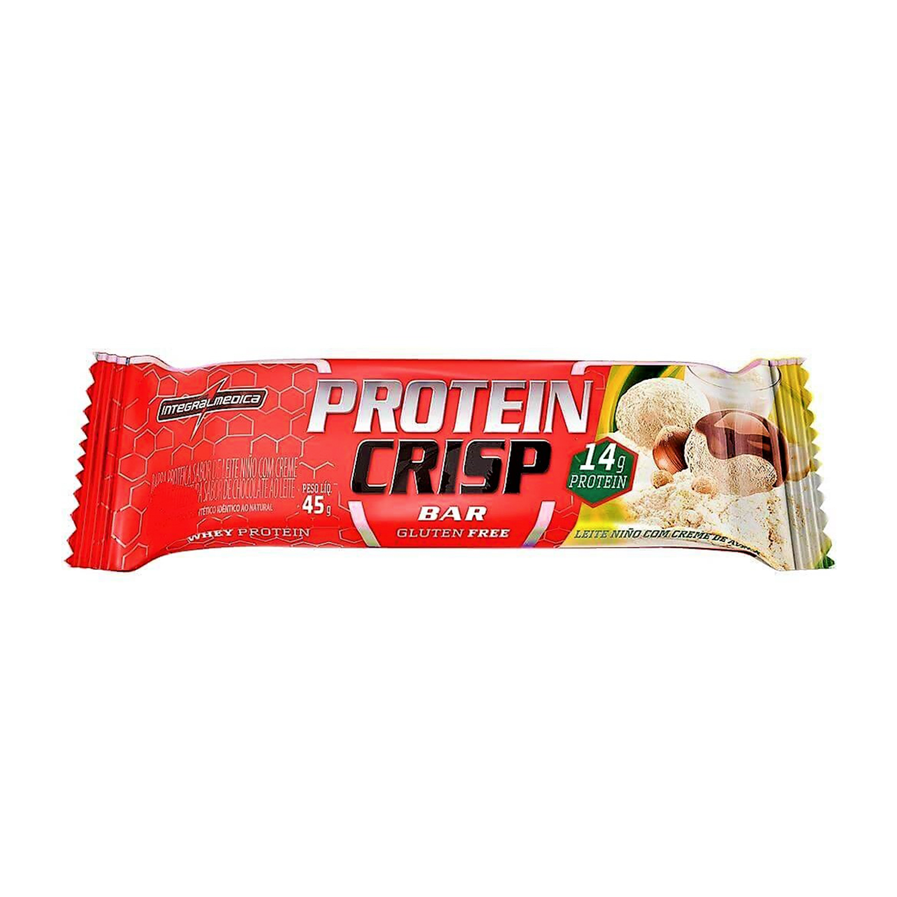Barra Prote&iacute;na Leite Ninho com Creme de Avel&atilde; Integralmedica Whey Protein Crisp Bar Pacote 45g
