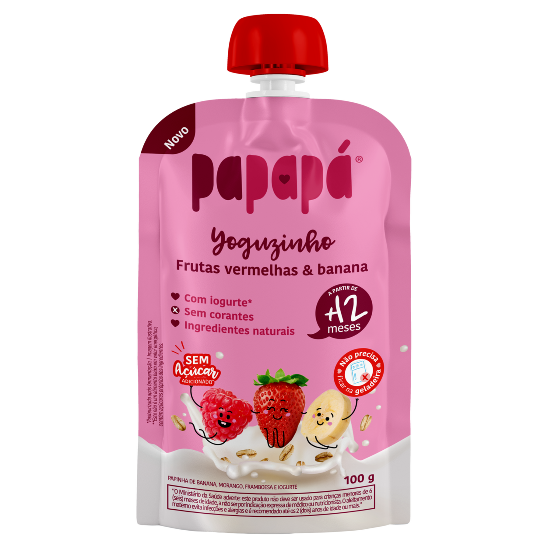 Papinha Frutas Vermelhas e Banana Yoguzinho Papap&aacute; Squeeze 100g