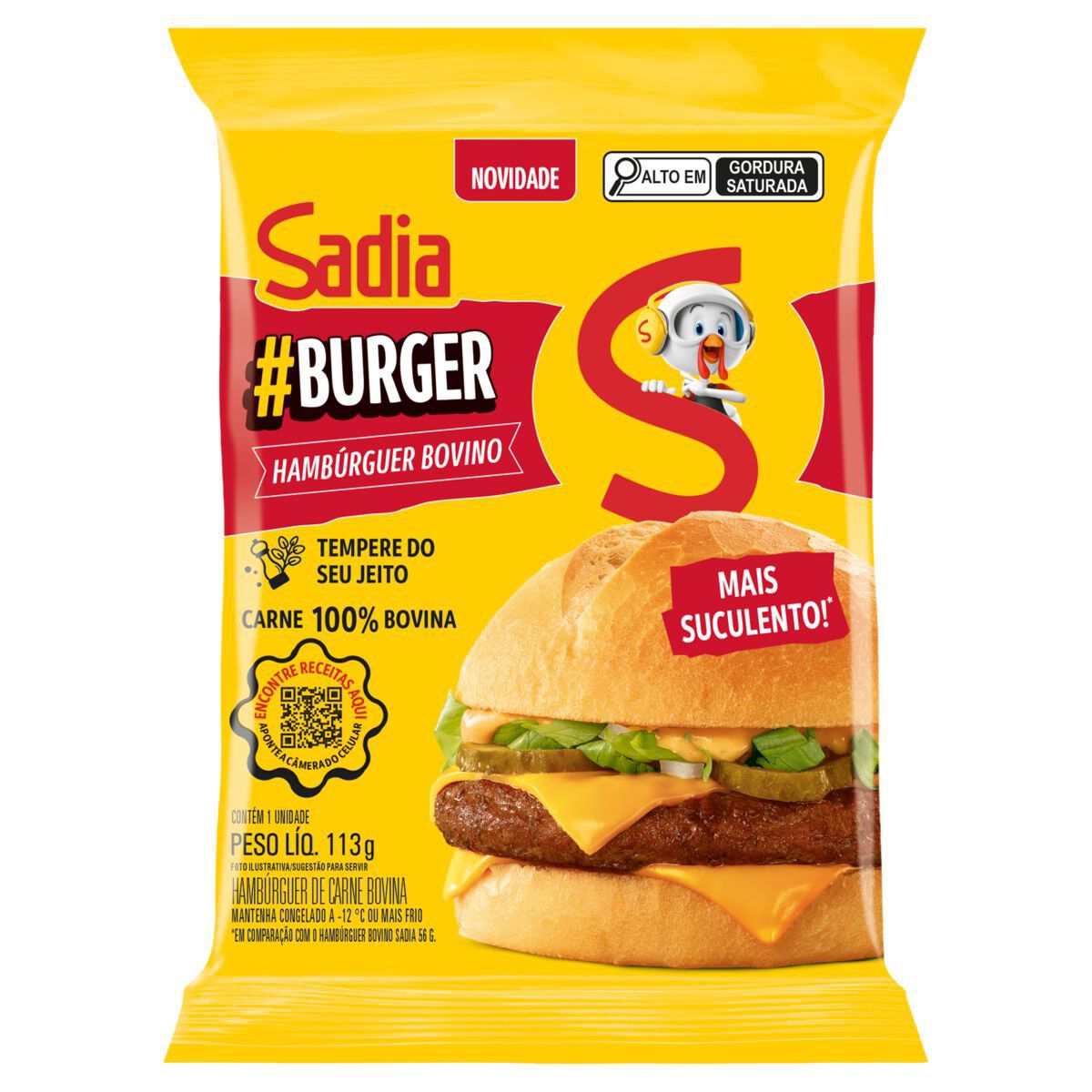 Hamb&uacute;rguer de Carne Bovina #Burguer Sadia Pacote 113g