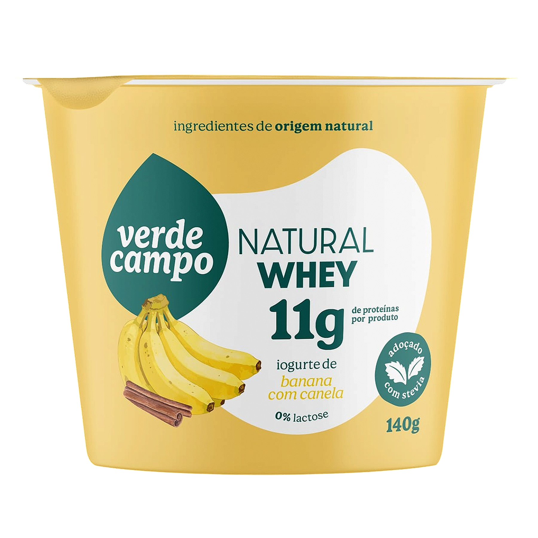 Iogurte Banana com Canela Natural Whey 11g Verde Campo Pote 140g&nbsp;