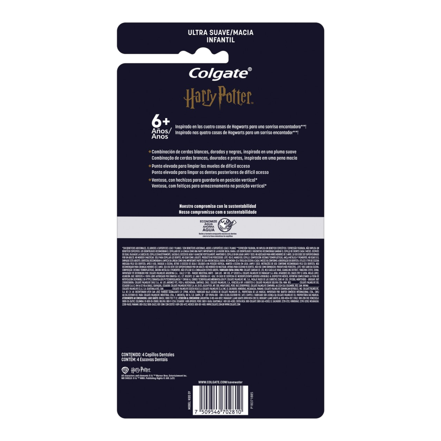 Escova Dental Infantil Ultramacia Harry Potter Colgate 4 Unidades