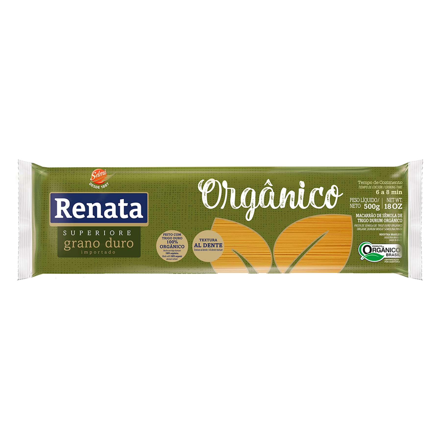Macarr&atilde;o de S&ecirc;mola de Trigo Grano Duro Org&acirc;nico Spaghetti 8 Renata Superiore Pacote 500g&nbsp;