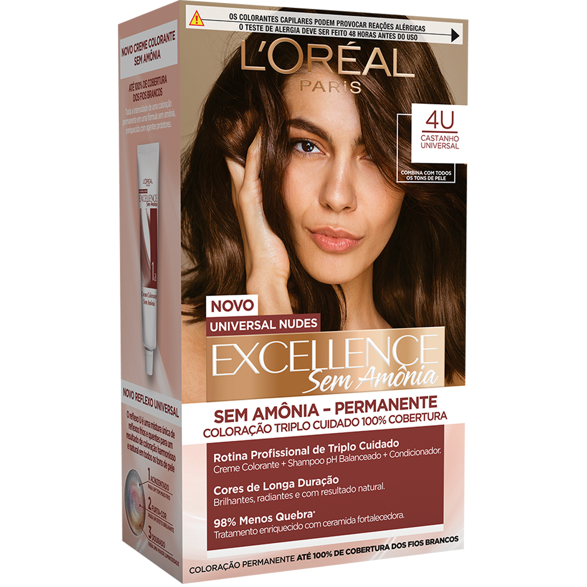 Tintura para Cabelo Castanho Universal 4 Im&eacute;dia Sem Am&ocirc;nia