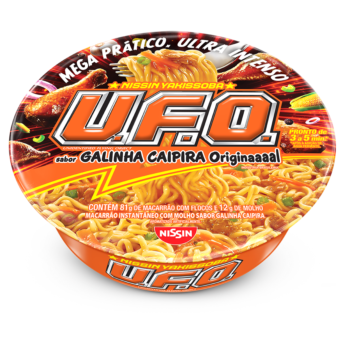 Macarr&atilde;o Instant&acirc;neo Yakissoba Galinha Caipira Original Nissin U.F.O. Bandeja 93g