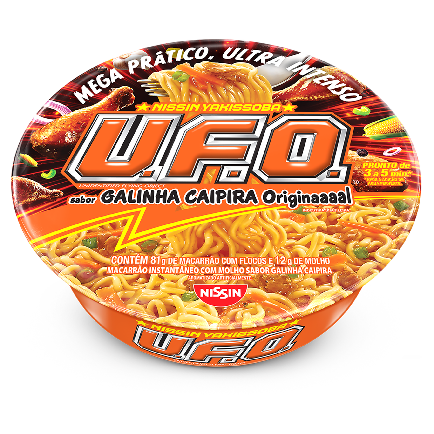 Macarr&atilde;o Instant&acirc;neo Yakissoba Galinha Caipira Original Nissin U.F.O. Bandeja 93g