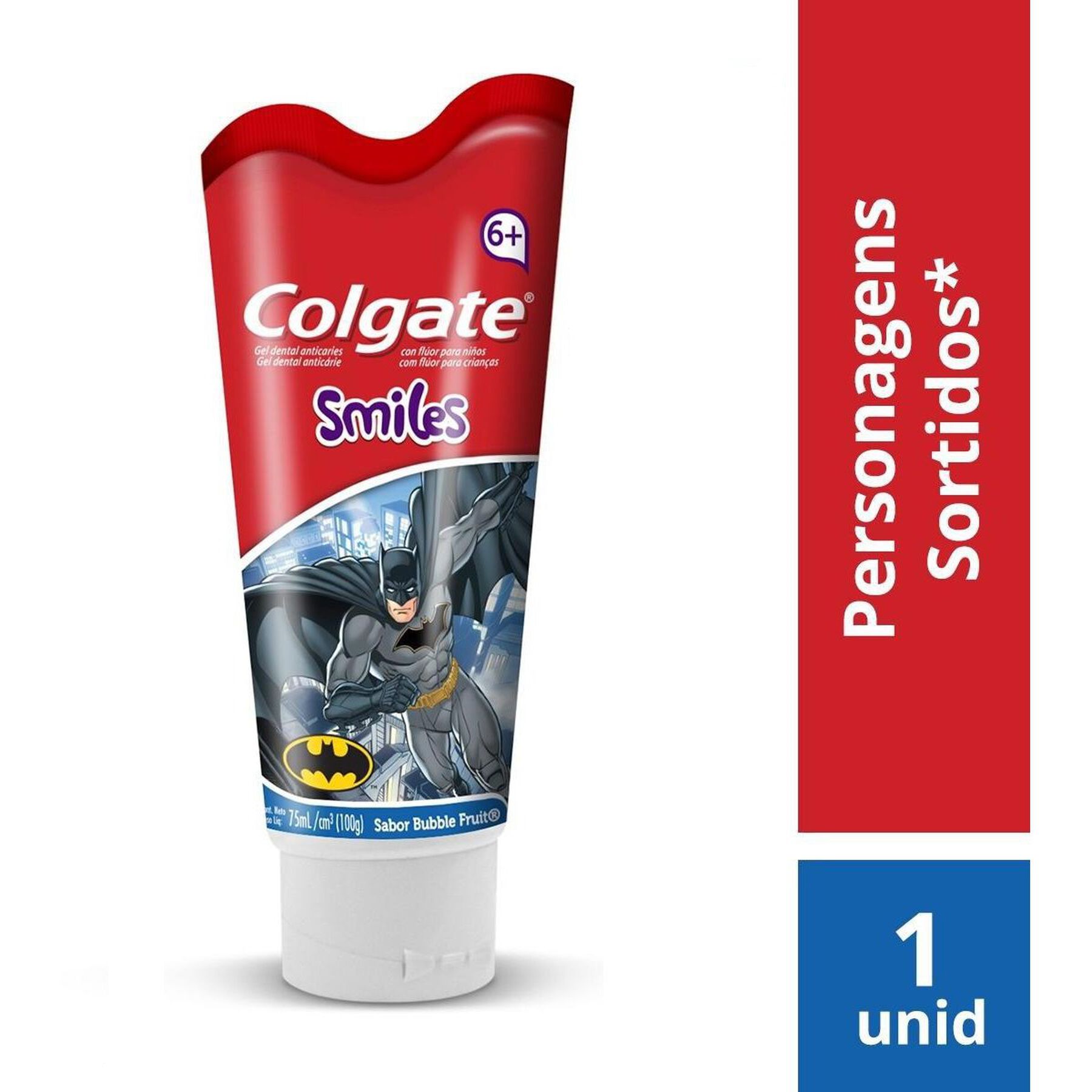 Gel Dental Infantil com Flúor Bubble Fruit Justice League Colgate Smiles Bisnaga 100g