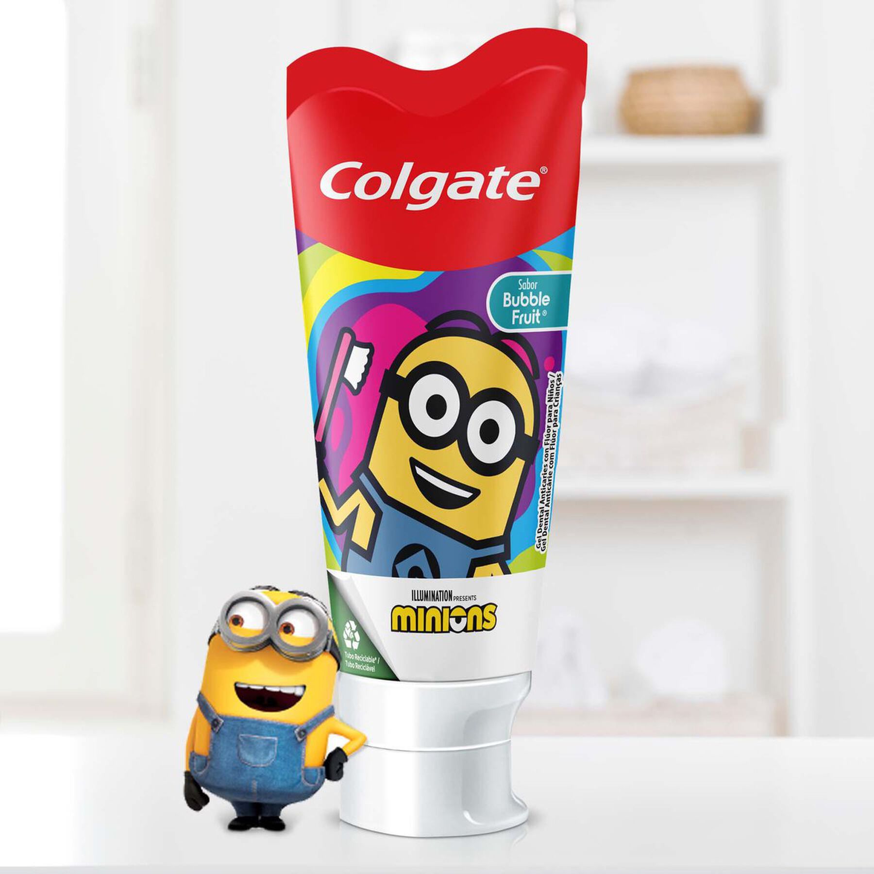 Gel Dental Infantil com Flúor Bubble Fruit Minions Colgate Smiles Bisnaga 100g