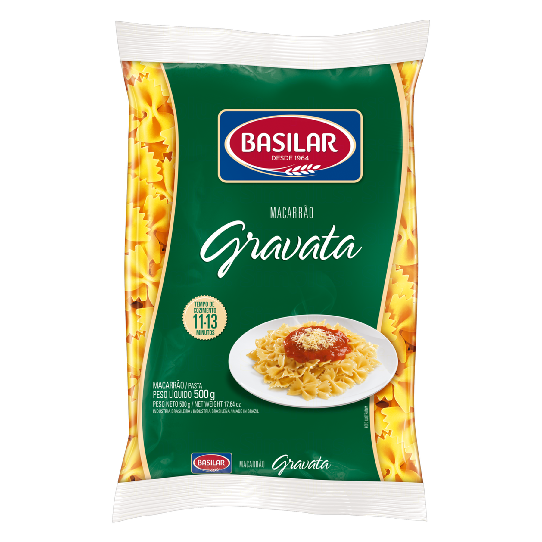 Macarrão de Sêmola Gravata Basilar Pacote 500g