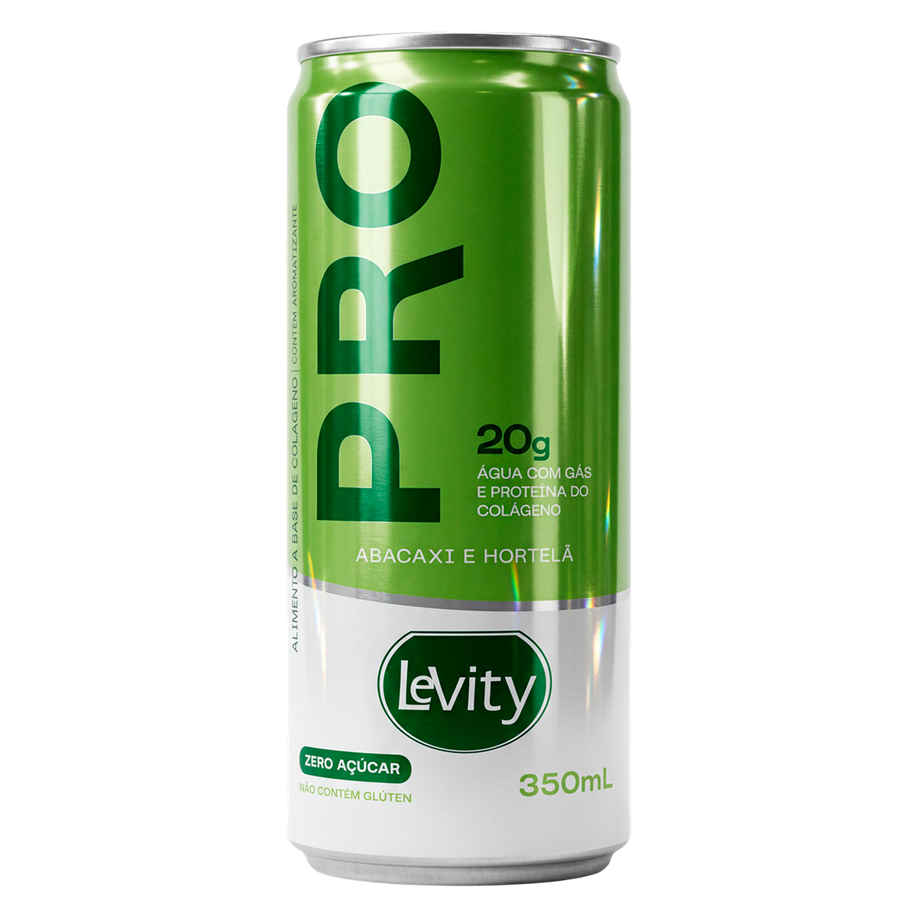 &Aacute;gua com G&aacute;s Abacaxi e Hortel&atilde; Pro Levity Lata 350ml