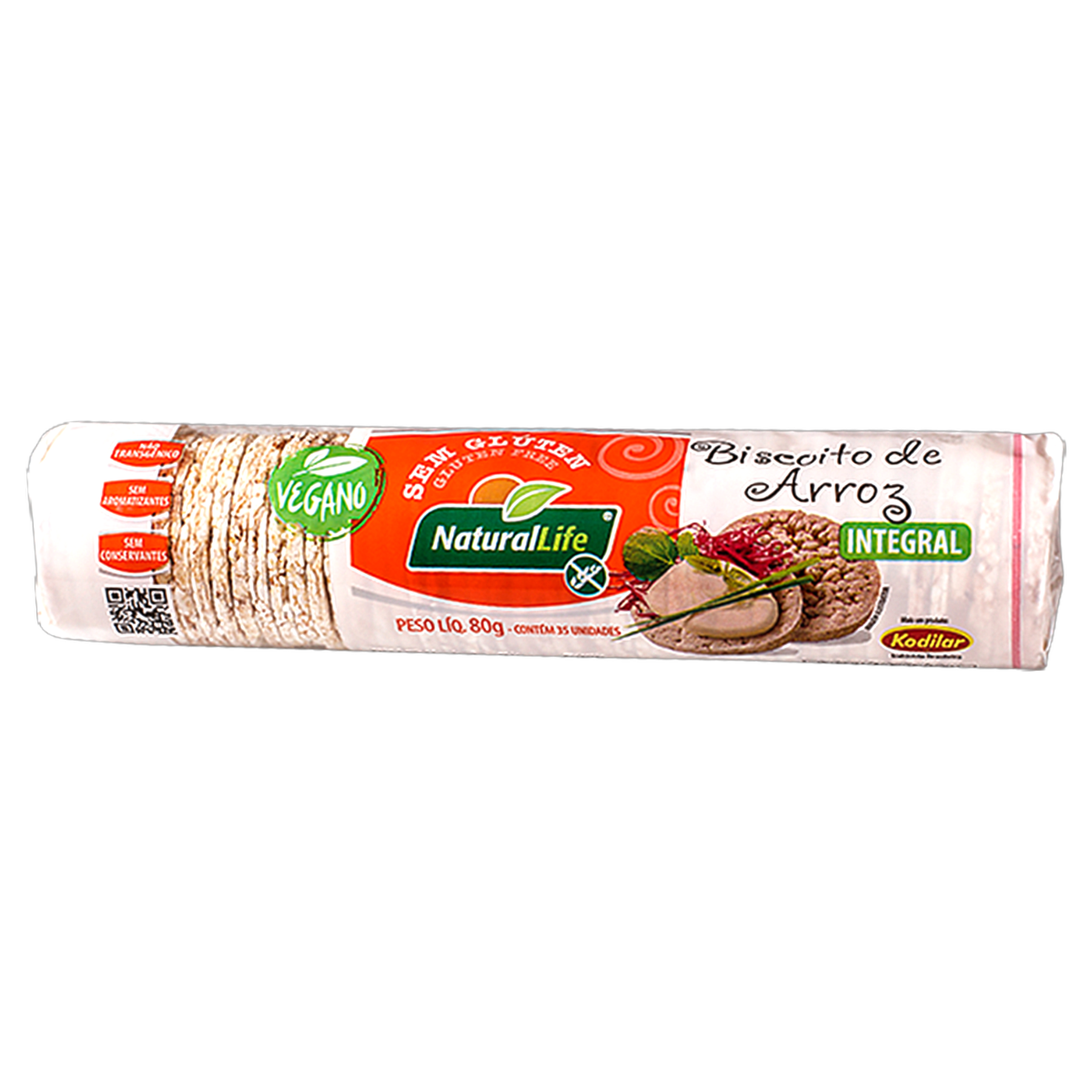 Biscoito de Arroz Mini Sem Glúten Vegano Natural Life Kodilar 80g