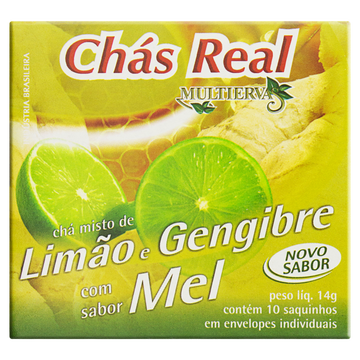 Chá Limão, Gengibre e Mel Real Multiervas Caixa 14g 10 Unidades 