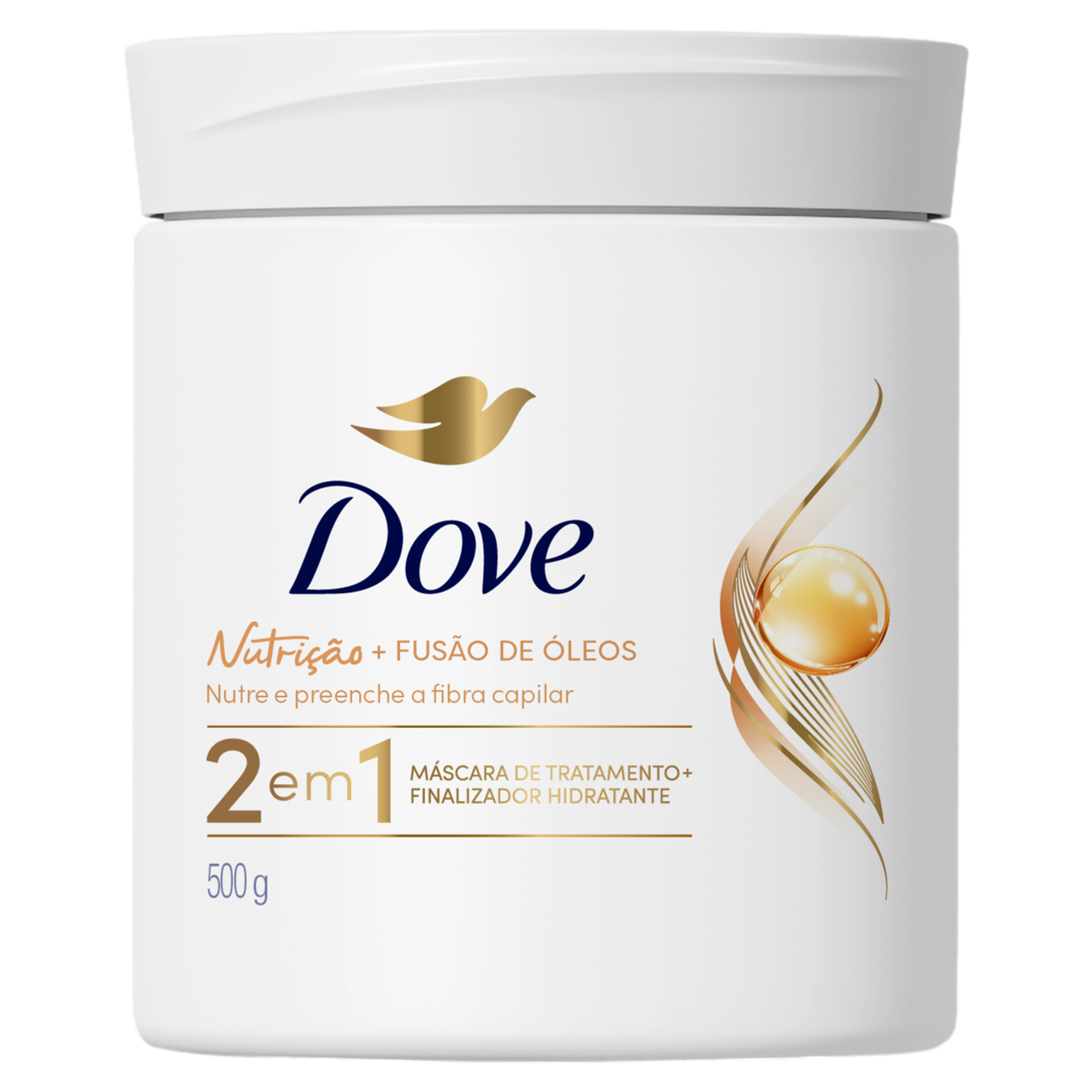 M&aacute;scara de Tratamento Nutri&ccedil;&atilde;o + Fus&atilde;o de &Oacute;leos 2 em 1 Dove Pote 500g