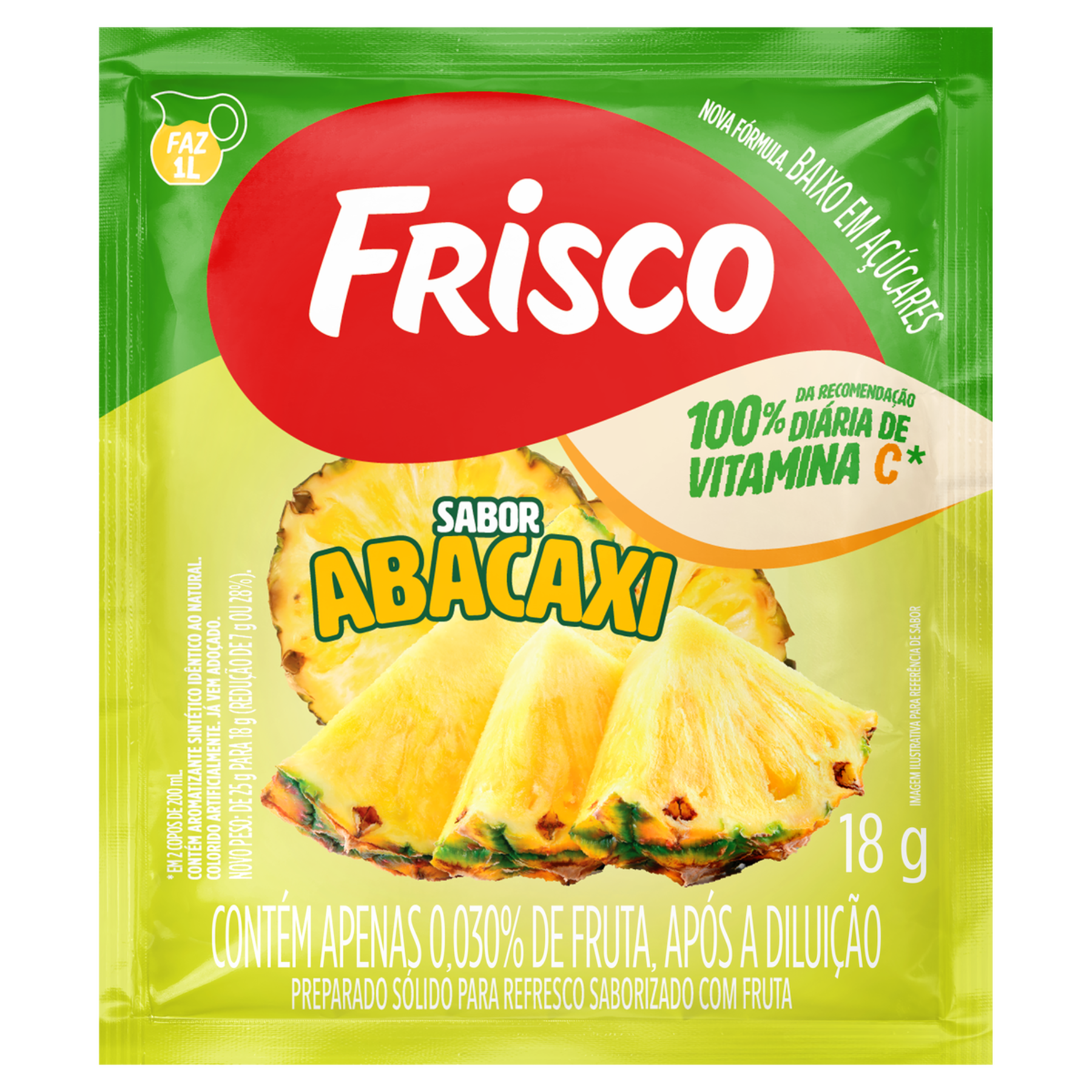 Refresco em Pó Abacaxi Frisco Pacote 18g