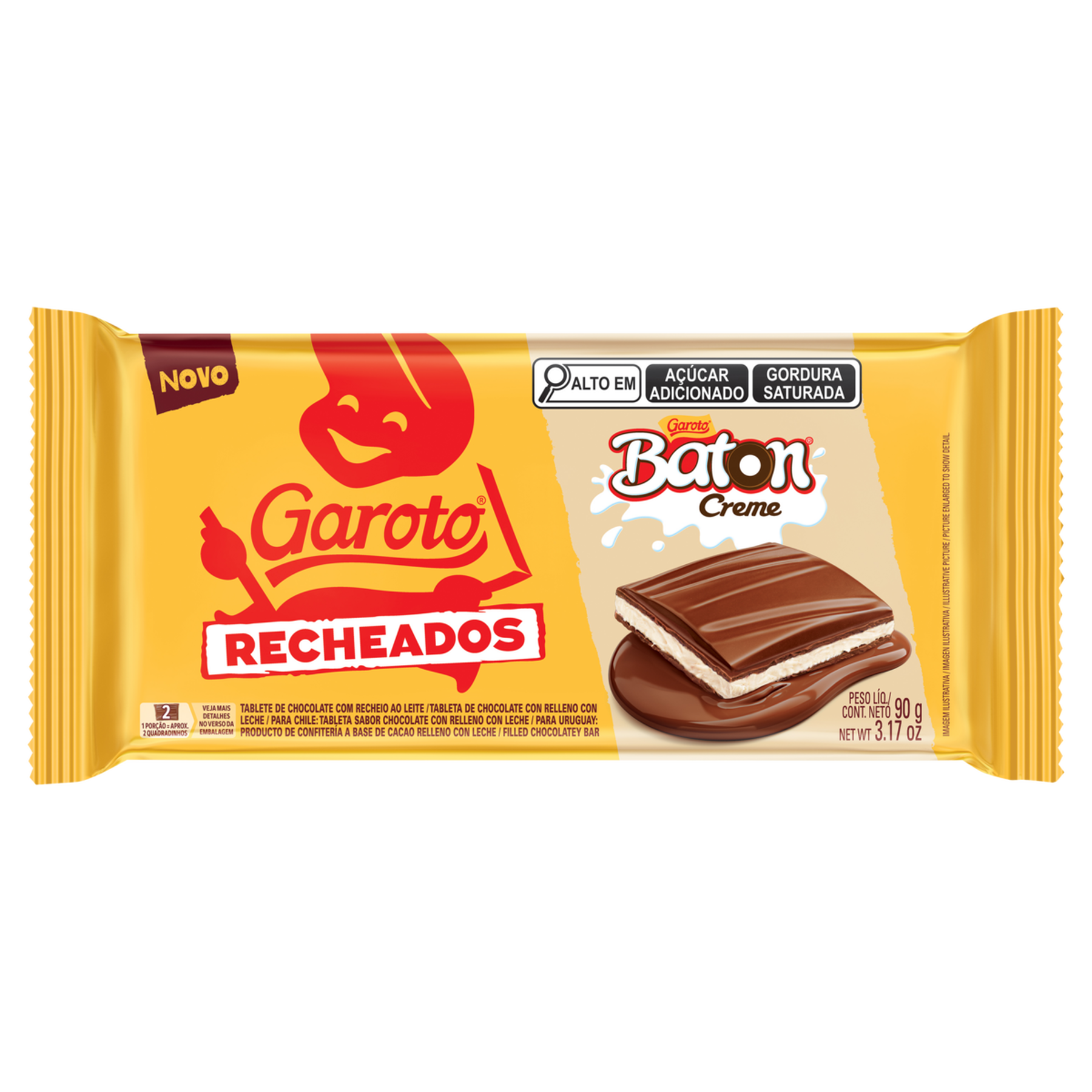 Chocolate Recheio Baton Creme Garoto Recheados Pacote 90g