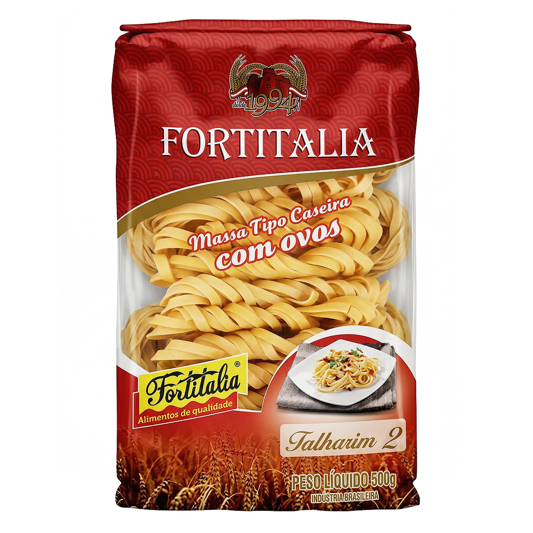 Macarr&atilde;o com Ovos Talharim 2 Fortitalia Pacote 500g