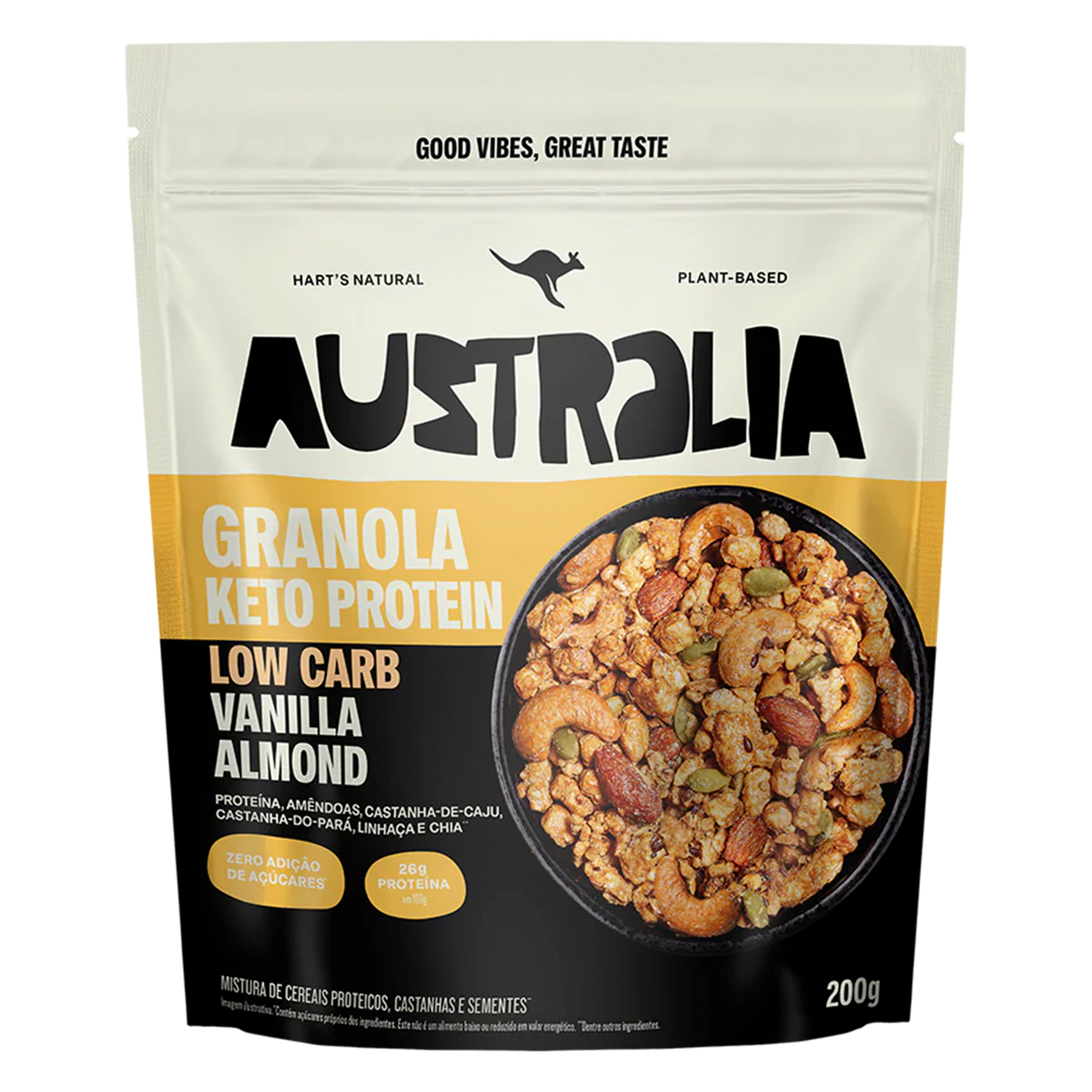Granola Keto Protein Low Carb Vanilla Almond 26g Hart's Natural Australia Pouch 200g