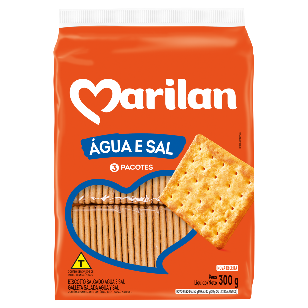 Biscoito &Aacute;gua e Sal Marilan Pacote 300g